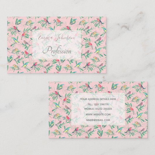 バかわいらし葉イカラフルズヴィンテージピンクデザイン 名刺 (正面/裏面)