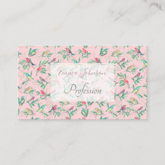 バかわいらし葉イカラフルズヴィンテージピンクデザイン 名刺 (正面)