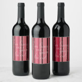 バつるンタインハートストライプおもしろい赤ピンク ワインラベル (ボトル)