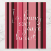 バつるンタインハートストライプおもしろい赤ピンク ワインラベル (シングルラベル)