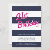 バはっきりしたイストライプのン生誕会招待状 招待状 (正面)