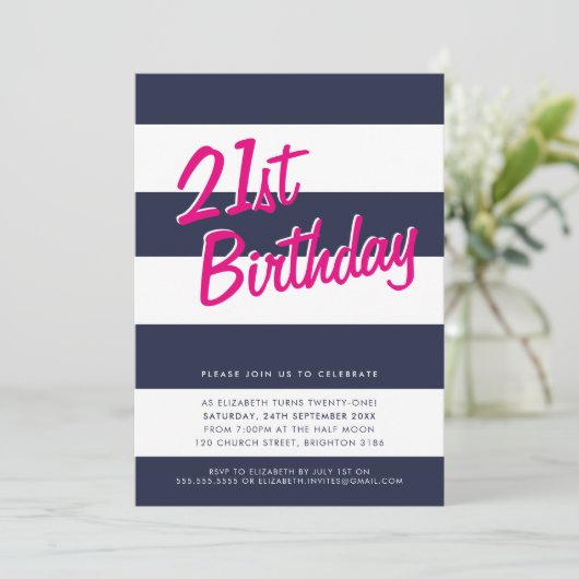 バはっきりしたイストライプのン生誕会招待状 招待状 (スタンド正面)