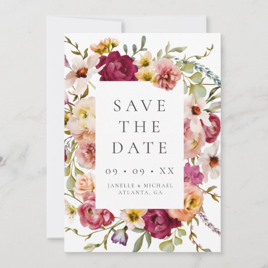 バはっきりしたルグンディフローラ結婚写真 セーブザデート (正面)