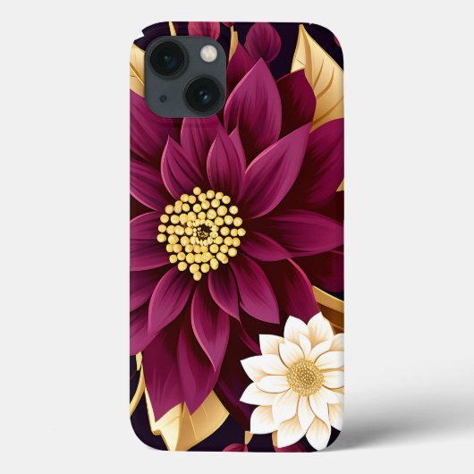 バはっきりしたルグンディ離れ金ゴールドとフローラ Case-Mate iPhoneケース (裏面)