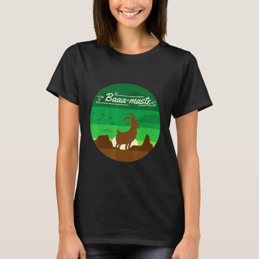 バァマスター ヤギのヨガ ナマステ Tシャツ (正面)