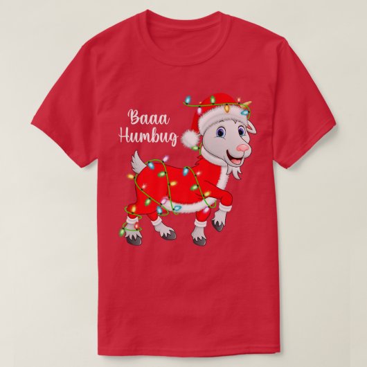 バァ ハムバグ ヤギ 愛好家 クリスマス ライト サンタ ヤギ クリス Tシャツ (デザイン正面)