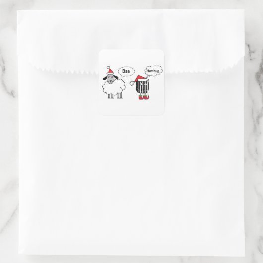 バアハマグおもしろいクリスマス羊の漫画 スクエアシール (バッグ)