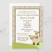 バアバシープベビーシャワー招待状ニュートラル 招待状 (正面/裏面)