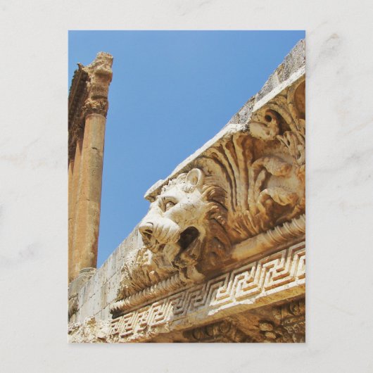 バアルベクの彫刻ライオンの頭 ポストカード (正面)