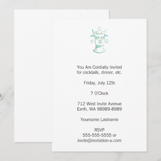 バアル（活版印刷スタイル、2色） 招待状 (正面/裏面)