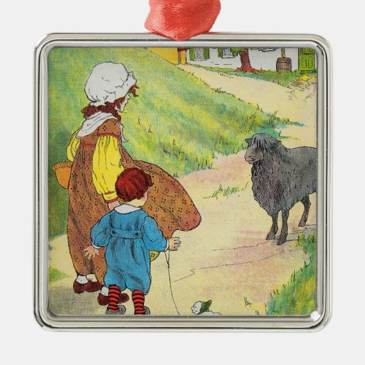 バア、バア、黒い羊、羊毛はある? メタルオーナメント (正面)