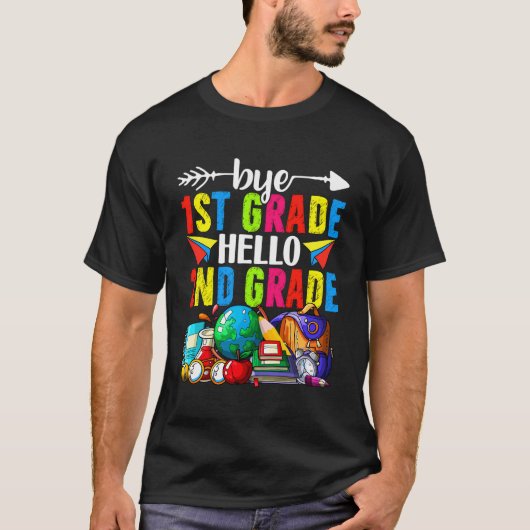 バイおもしろい1年生こんにちは2年生新学期 Tシャツ (正面)