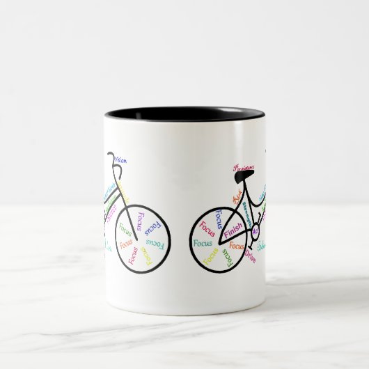 バイやる気を起こさせるク、自転車、サイクリング、スポーツ、趣味 ツートーンマグカップ (中央)