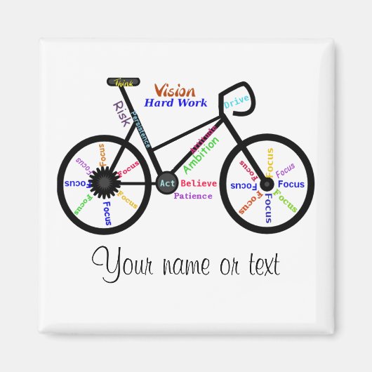 バイやる気を起こさせるク、自転車、サイクリング、スポーツ、趣味 マグネット (正面)