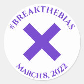 バイアスハッシュタグを破る3月8日の女性の日2022 ラウンドシール (正面)