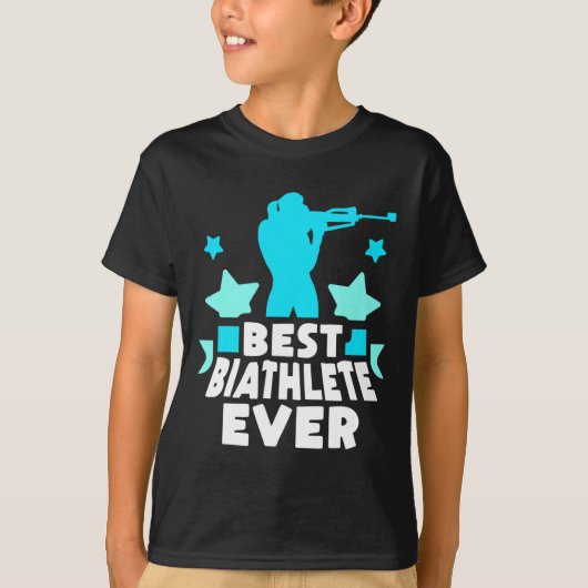 バイアスリート最高のエバースポーツバイアスロンバイアスロン Tシャツ (正面)