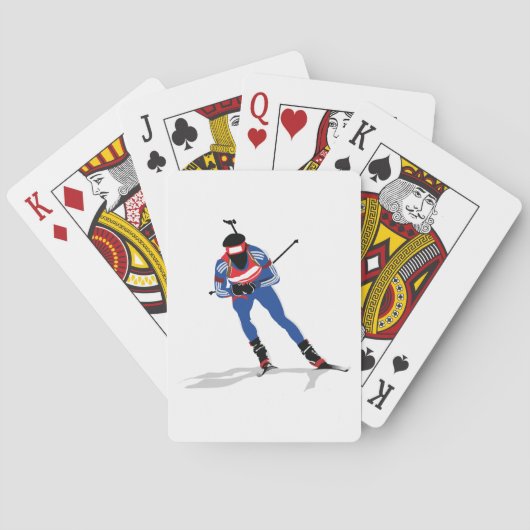 バイアスロンスキーヤーウィンタースポーツアスリートインアクション トランプ (裏面)