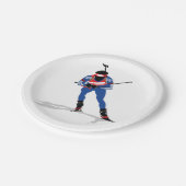 バイアスロンスキーヤーウィンタースポーツアスリートインアクション ペーパープレート (アングル)