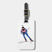 バイアスロンスキーヤーウィンタースポーツアスリートインアクション ラゲッジタグ (正面縦)