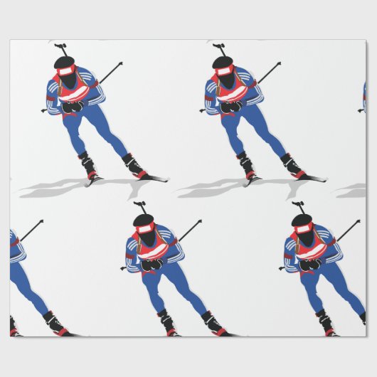 バイアスロンスキーヤーウィンタースポーツアスリートインアクション ラッピングペーパー (フラット)