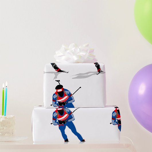 バイアスロンスキーヤーウィンタースポーツアスリートインアクション ラッピングペーパー