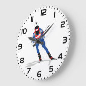 バイアスロンスキーヤーウィンタースポーツアスリートインアクション ラージ壁時計 (傾斜)