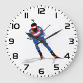 バイアスロンスキーヤーウィンタースポーツアスリートインアクション ラージ壁時計 (正面)