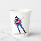 バイアスロンスキーヤーウィンタースポーツアスリートインアクション 紙コップ (正面)