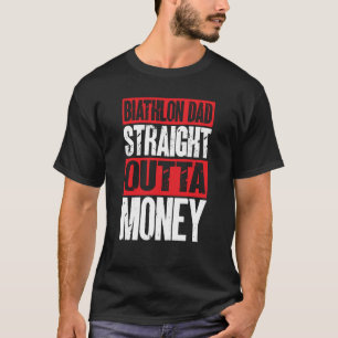バイアスロンパパストレートアウトタマネーバイアスリートファーザー Tシャツ