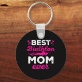 バイアスロ最高のンママエバーバイアスリートマザーデイ キーホルダー (正面)