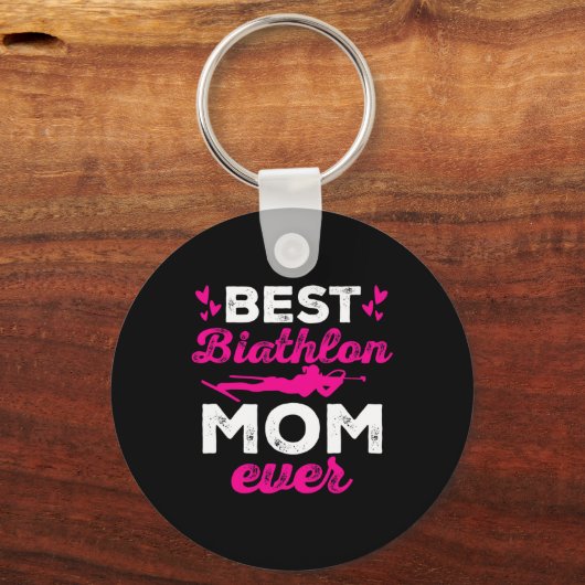 バイアスロ最高のンママエバーバイアスリートマザーデイ キーホルダー (正面)