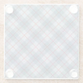 バイアス格子縞の青赤いストライプ ガラスコースター (裏面)