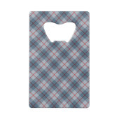 バイアス格子縞の青赤いストライプ クレジットカード栓抜き (裏面)