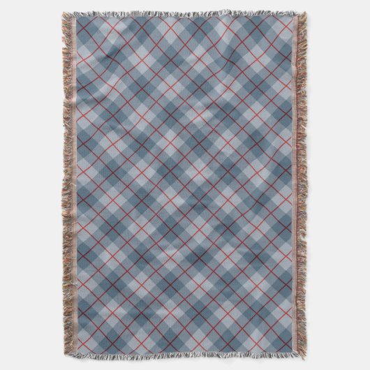 バイアス格子縞の青赤いストライプ スローブランケット (正面縦)