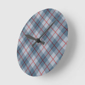バイアス格子縞の青赤いストライプ ラウンド壁時計 (傾斜)