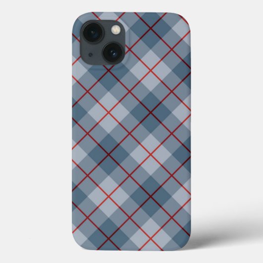 バイアス格子縞の青赤いストライプ Case-Mate iPhoneケース (裏面)