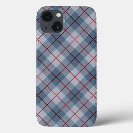 バイアス格子縞の青赤いストライプ Case-Mate iPhoneケース (裏面)