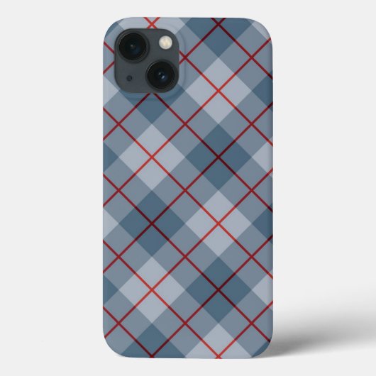 バイアス格子縞の青赤いストライプ Case-Mate iPhoneケース (裏面)