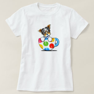 バイアーヨークシャーテリア水玉模様カップTシャツ Tシャツ