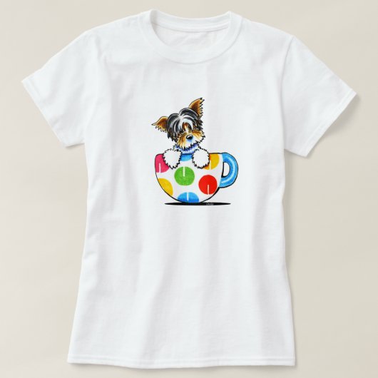 バイアーヨークシャーテリア水玉模様カップTシャツ Tシャツ (デザイン正面)