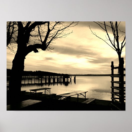 バイエルガルテンバイザレイクモノクローム ポスター (正面)