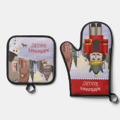 バイエルンのドイツの町のナツクラッカーパーソナライズされた 鍋つかみ&鍋敷きセット (正面)