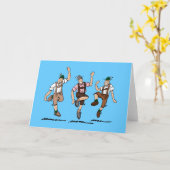 バイエルンのハーフパンツの人を踊る挨拶状 カード (黄色い花)