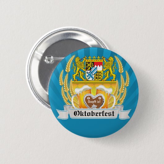 バイエルンの腕およびビールオクトーバーフェストボタン 缶バッジ (正面&裏面)