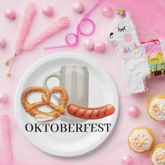 バイエルンビアスタインソーセージプレッツェルオクトーバーフェスト ペーパープレート (パーティー)