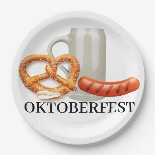 バイエルンビアスタインソーセージプレッツェルオクトーバーフェスト ペーパープレート (正面)