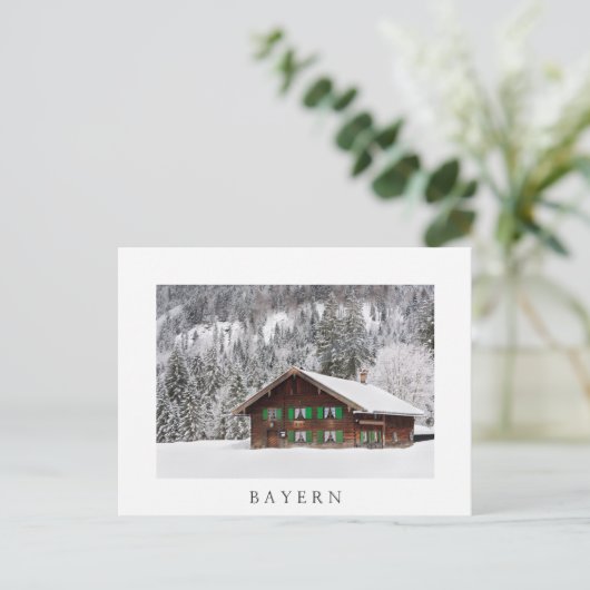 バイエルン伝統的州の白い葉書の木造住宅 ポストカード (スタンド正面)