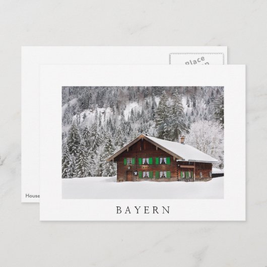 バイエルン伝統的州の白い葉書の木造住宅 ポストカード (正面/裏面)