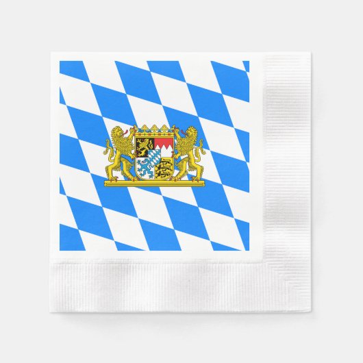 バイエルン国旗のコート・オブ・アームズ 縁ありカクテルナプキン (正面)