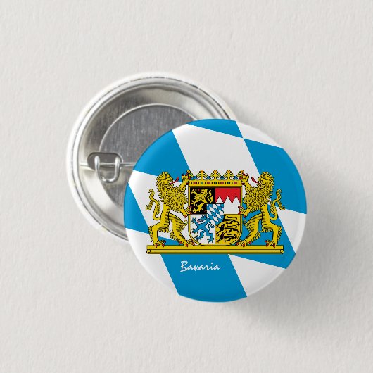 バイエルン国旗のボタン、愛国的バイエルン国旗のファッション 缶バッジ (正面&裏面)